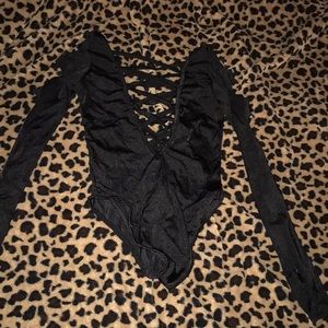 WOMENS SEXY BODYSUIT WITH SLITS IN THE SLEEVES